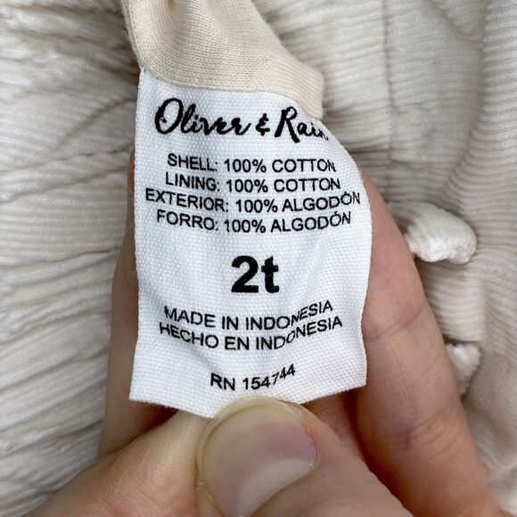 Oliver & Rain Off White Unisex Gender Neutral Corduroy Lined Pants Size 2T - Picture 5 of 7